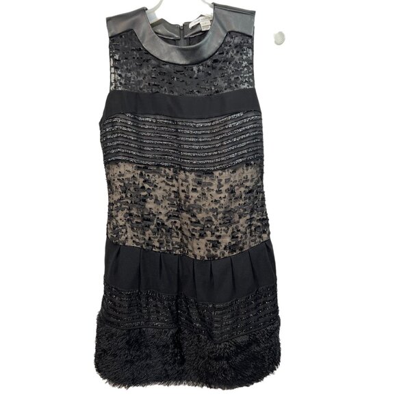 Diane Von Furstenberg Dress Womens 4 Sheer Alty Astra Novelty Black Mini NYE - Picture 3 of 4